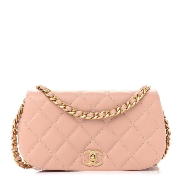 CHANEL Handbags - CHANEL Calfskin Quilted Coco Mail Clutch With Chain Light Pink ❌SOLD❌